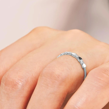 Silver heart ring with white zircons PS3.1663| GoldJewellery