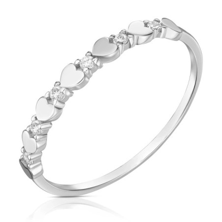 Silver heart ring with white zircons PS3.1663| GoldJewellery