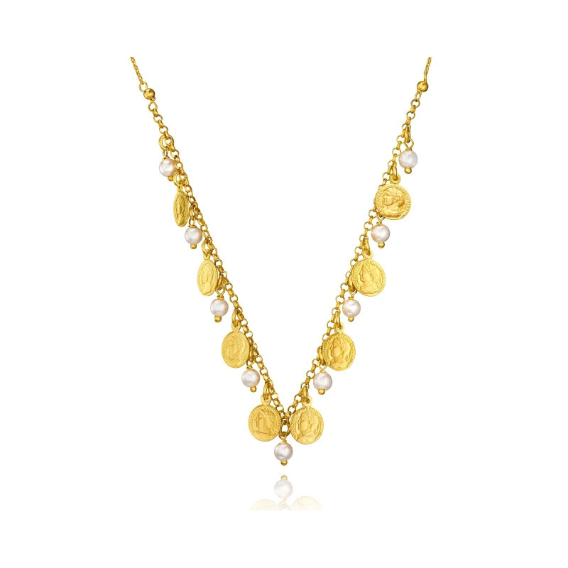 Silver necklace plated with 18k gold Gold coins |GoldJewellery
