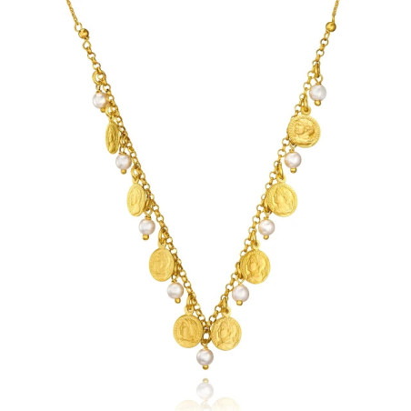Silver necklace plated with 18k gold Gold coins |GoldJewellery