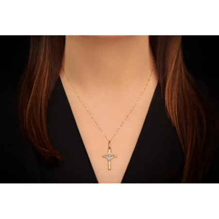 BEAUTIFUL GOLD CROSS two-color Baptism Communion W3.3016| GoldJewellery