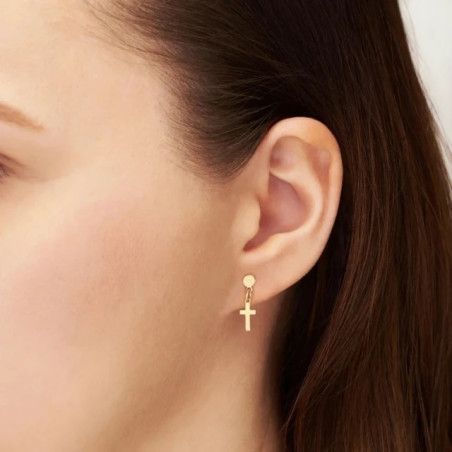 Gold stud earrings with a cross 585 K3.2440P | GoldJewellery