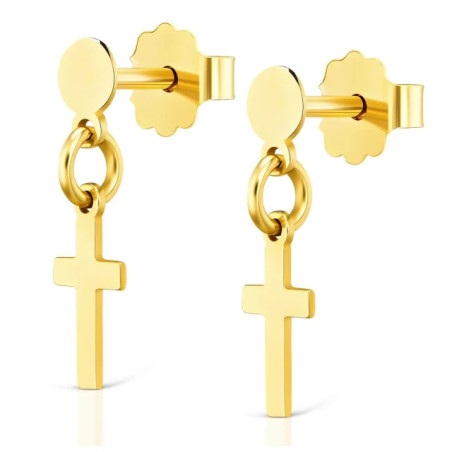 Gold stud earrings with a cross 585 K3.2440P | GoldJewellery