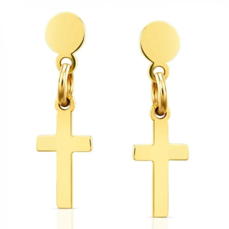 Gold stud earrings with a cross 585 K3.2440P | GoldJewellery