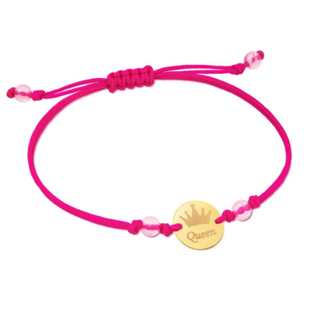 Queen Pink I gold string hand bracelet GoldJewellery