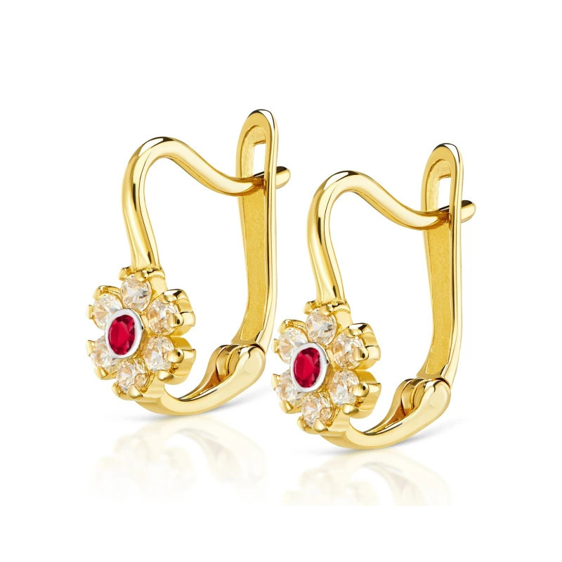 Red flower earrings for girls, 333 | GoldJewellery