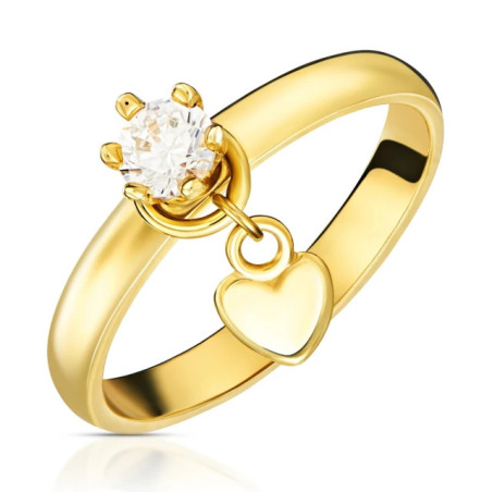 585 gold engagement ring with zircon and heart P1.1011P | GoldJewellery