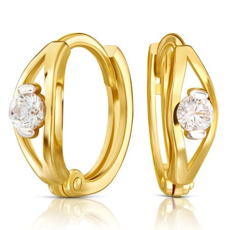 Gold earrings 333 hoops with white eye K3.2451| GoldJewellery