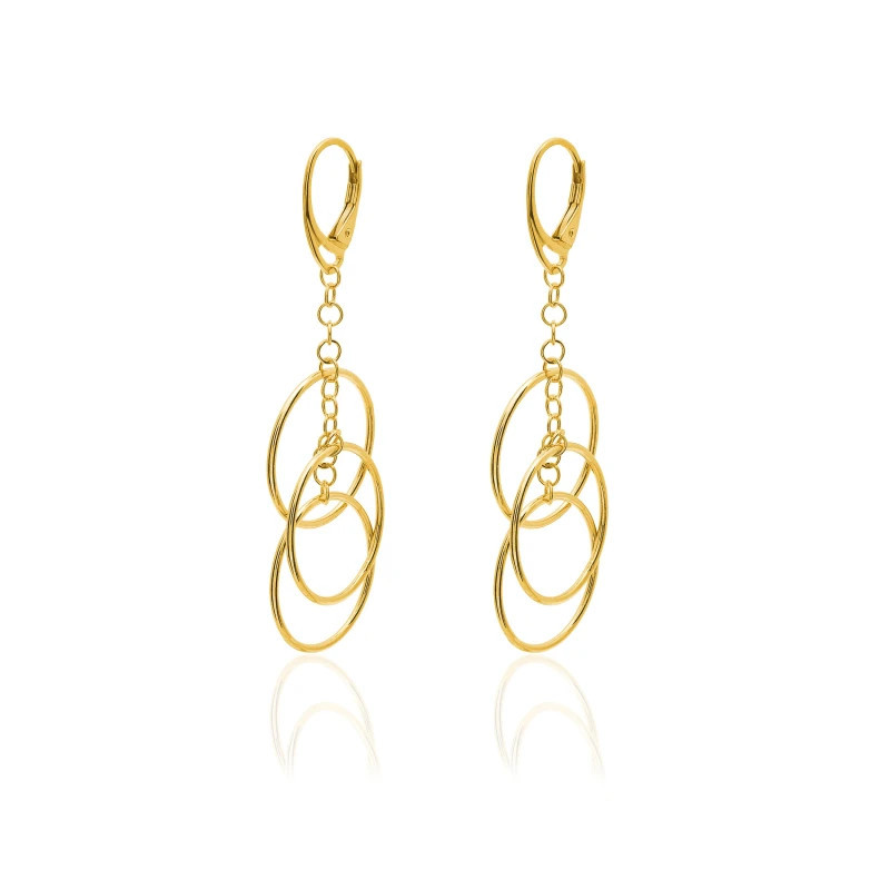 Gold-plated silver earrings, three hanging HOOPS SKZ.13| GoldJewellery