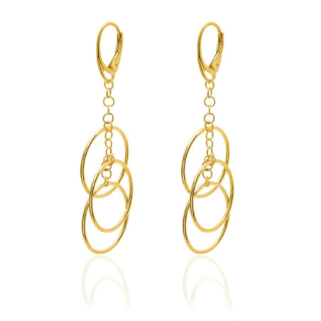 Gold-plated silver earrings, three hanging HOOPS SKZ.13| GoldJewellery
