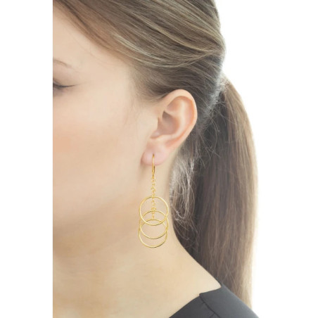 Gold-plated silver earrings, three hanging HOOPS SKZ.13| GoldJewellery