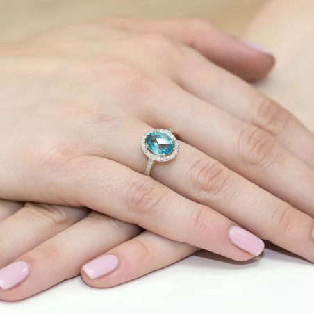 Gold ring with diamond EY-80 topaz | GoldJewellery
