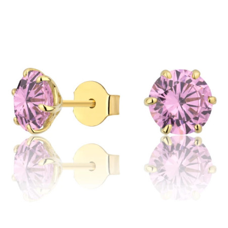 Gold earrings LARGE STONE pink 585 K1.709Pr | GoldJewellery