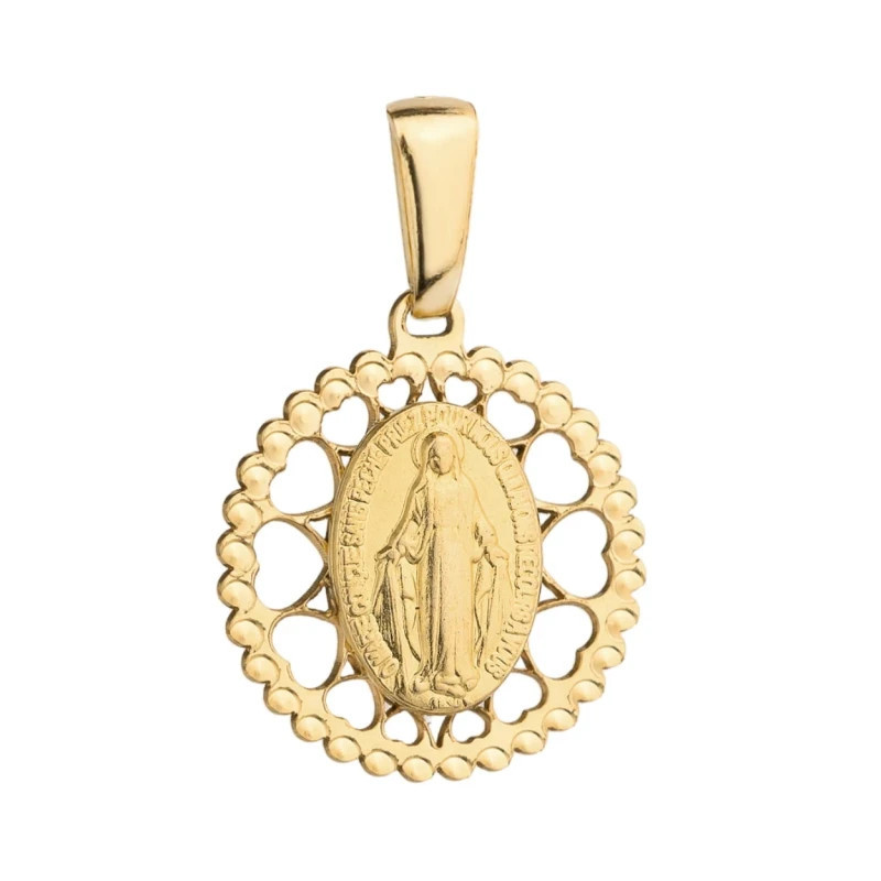⭐ Miraculous Medal in a round openwork frame ♥ GoldJewellery