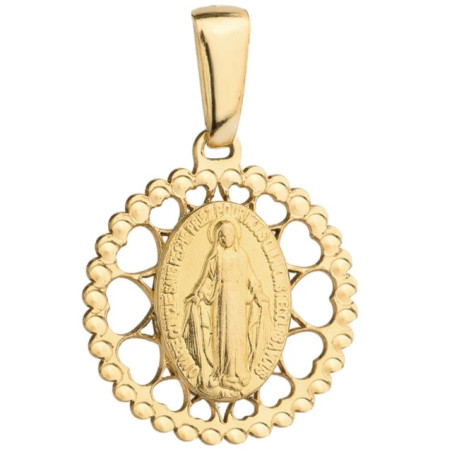 ⭐ Miraculous Medal in a round openwork frame ♥ GoldJewellery